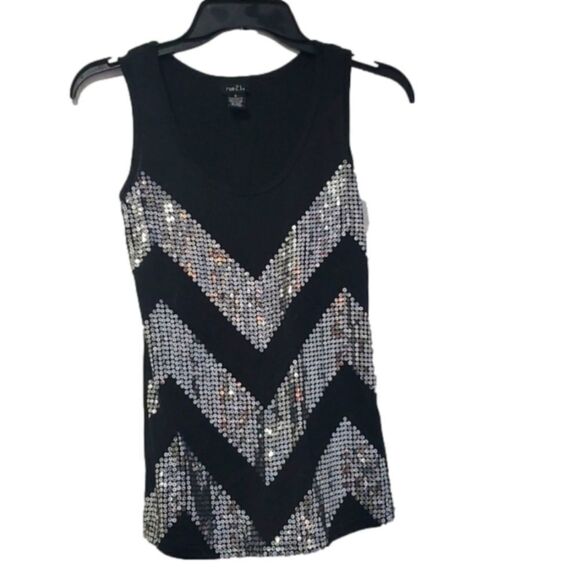 RUE 21  Tank Top black & silver sequins small - Picture 1 of 5